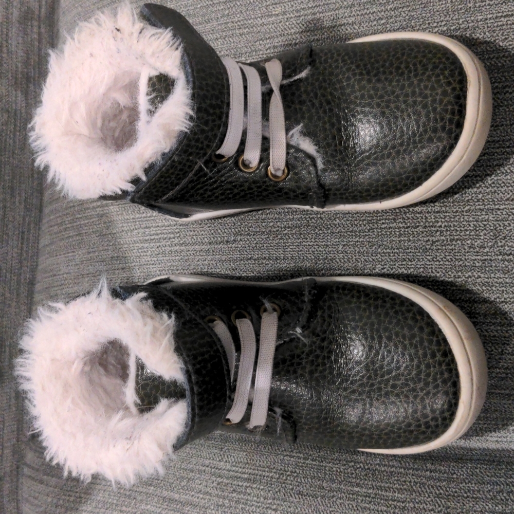 Monkey Feet grey Minky high tops 18-24months